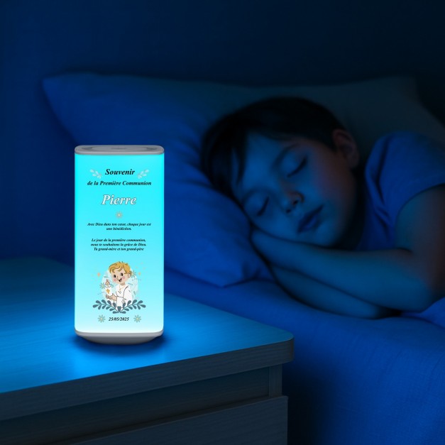 Veilleuse LED avec impression pour la première communion d'un petit garçon