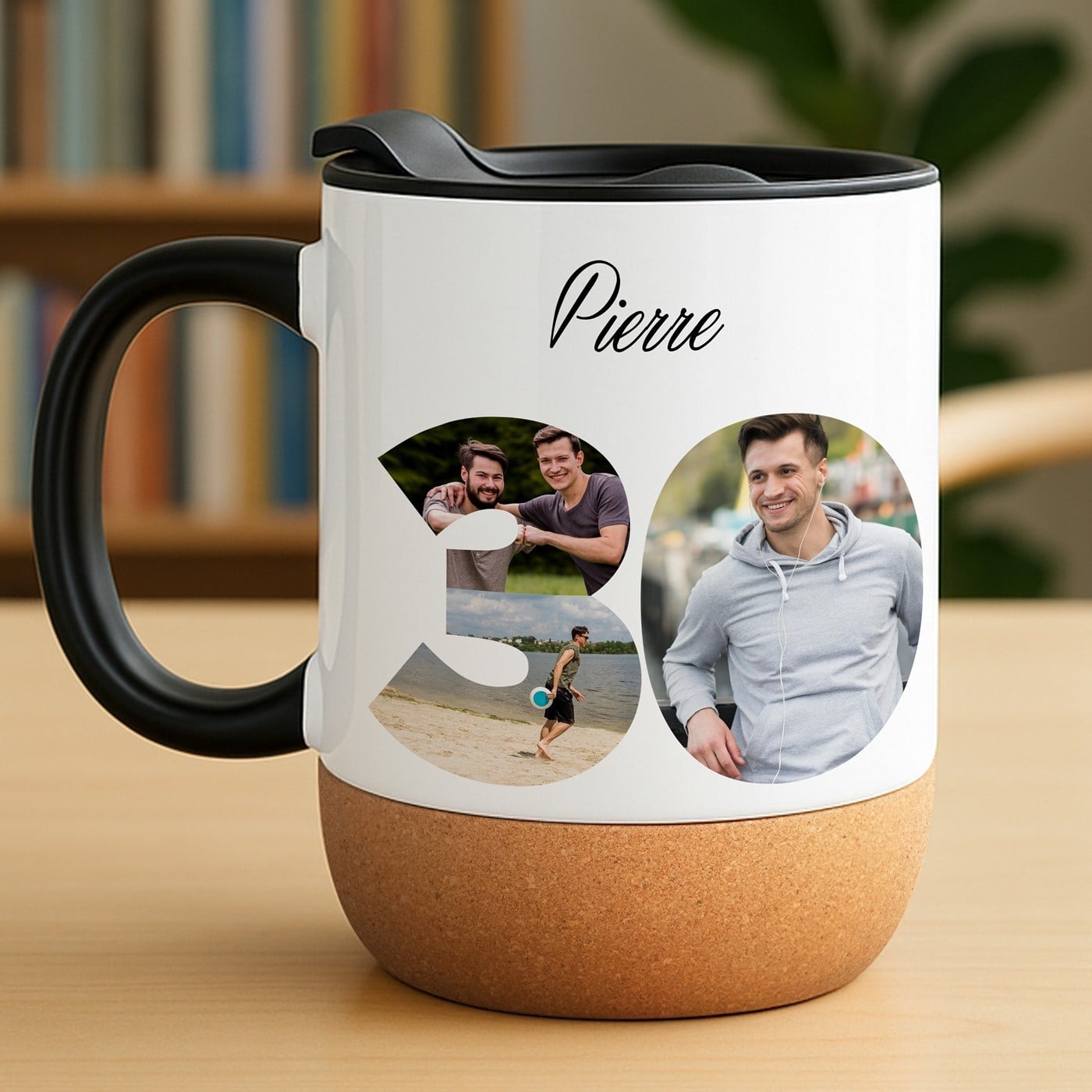 Mug blanc avec impression et couvercle pour copain anniversaire 30 ans