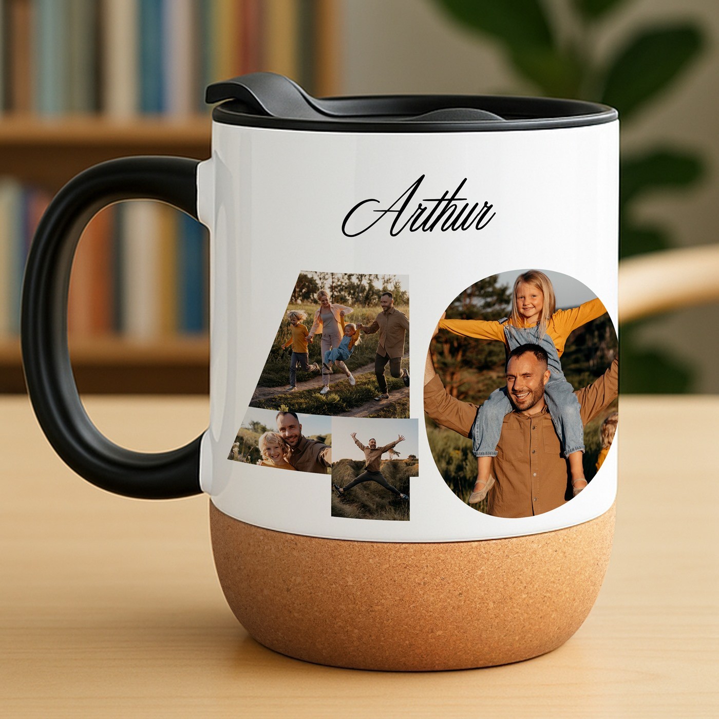 Mug blanc avec impression et couvercle pour lui anniversaire 40 ans
