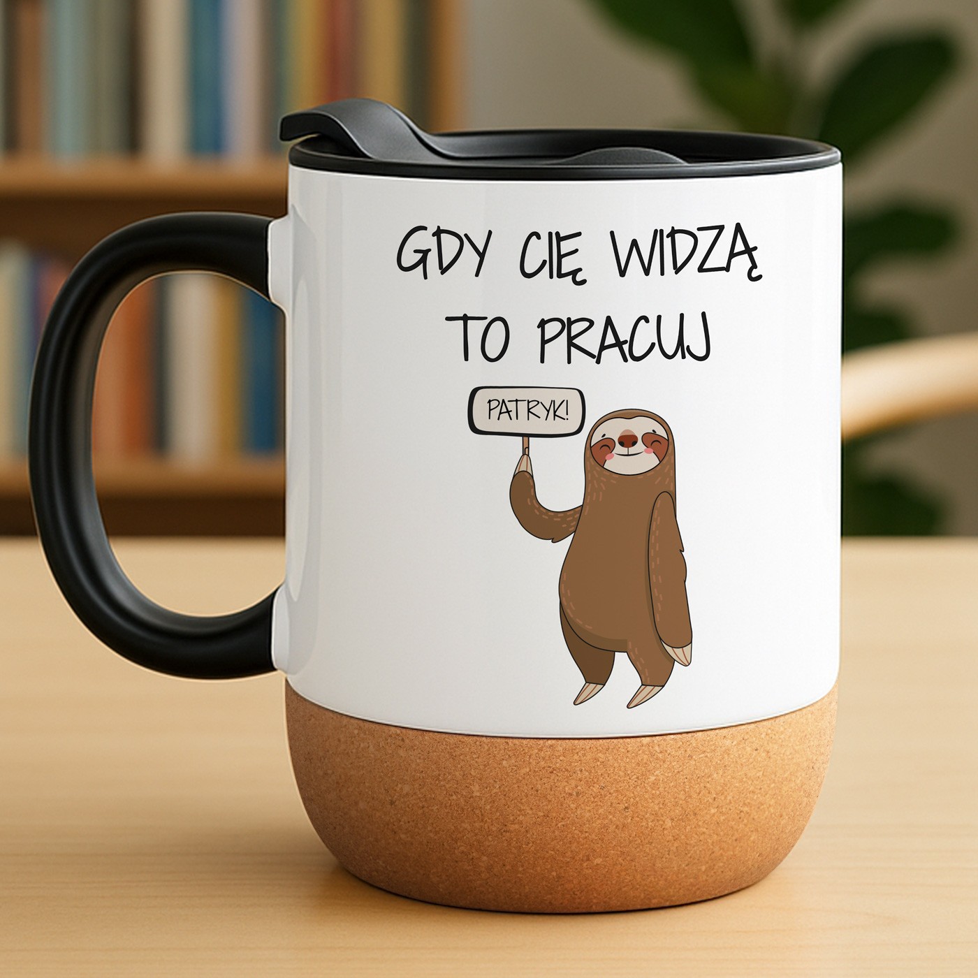 Mug blanc avec impression et couvercle pour un collègue de travail