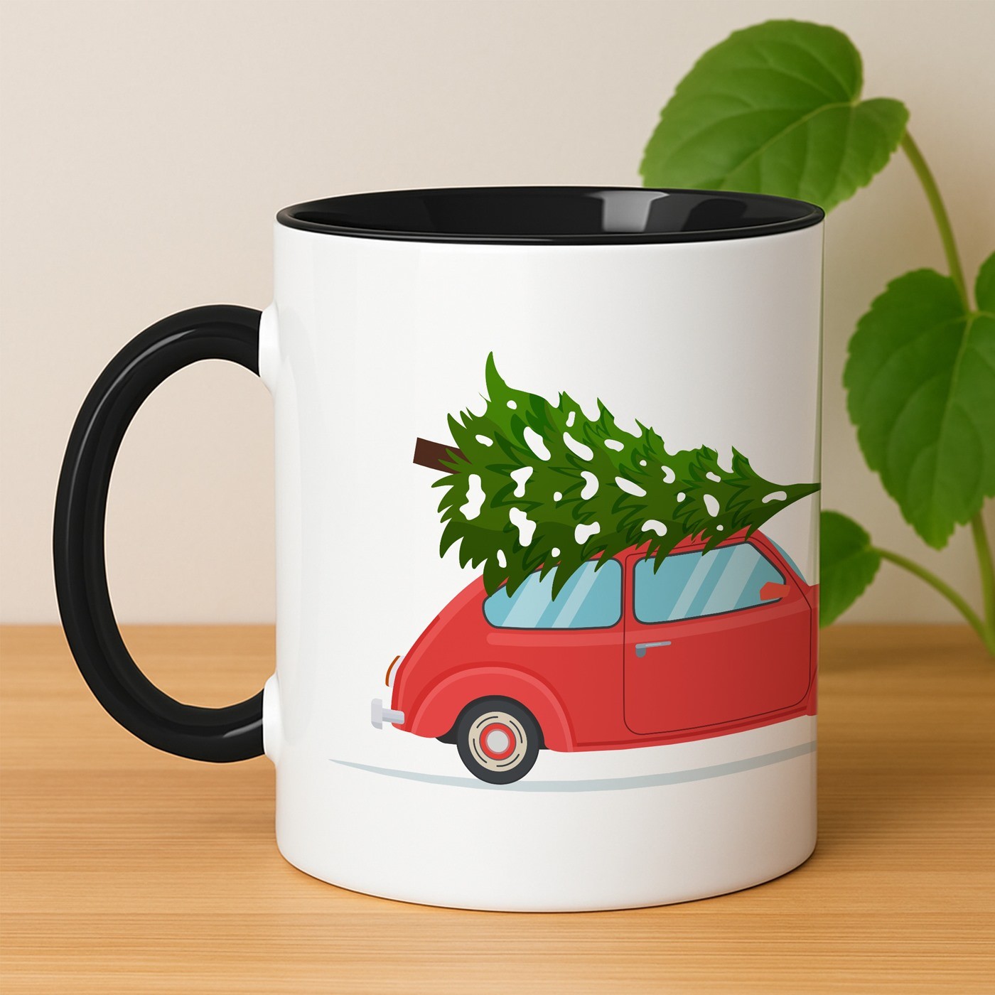 Tasse en céramique blanche et fond noir avec avec personnalisation pour elle ou pour lui pour Noël