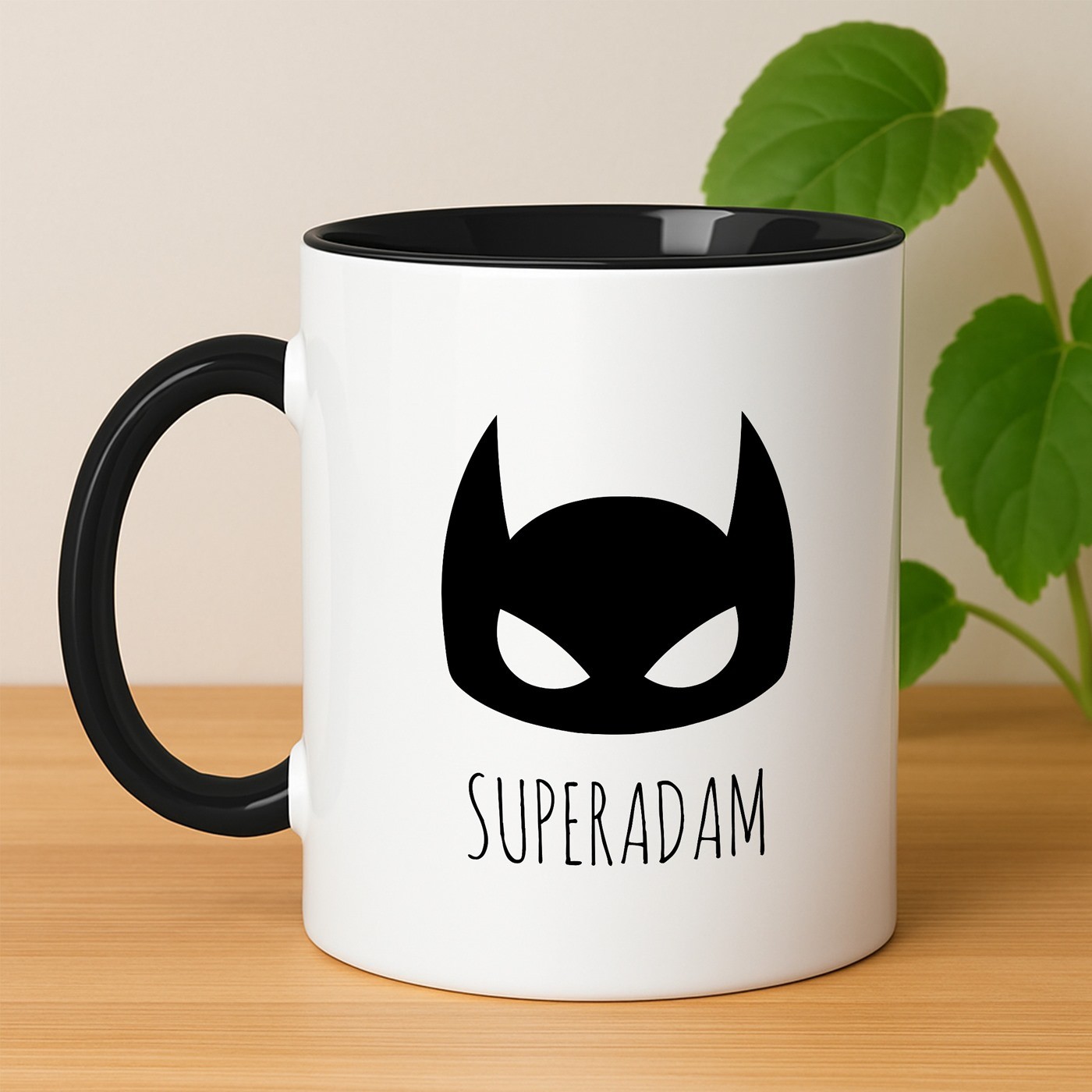 Tasse en céramique blanche et fond noir avec personnalisation pour l'anniversaire d'un copain