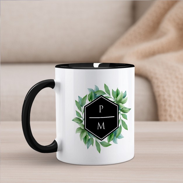 Tasse en céramique blanche et fond noir personnalisée avec impression pour elle ou pour lui pour l'anniversaire de mariage