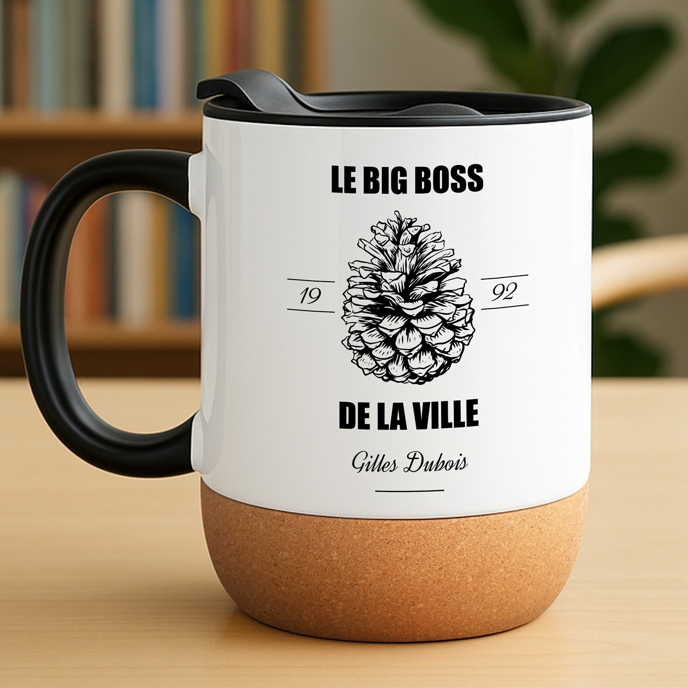Mug blanc avec impression et couvercle pour homme anniversaire