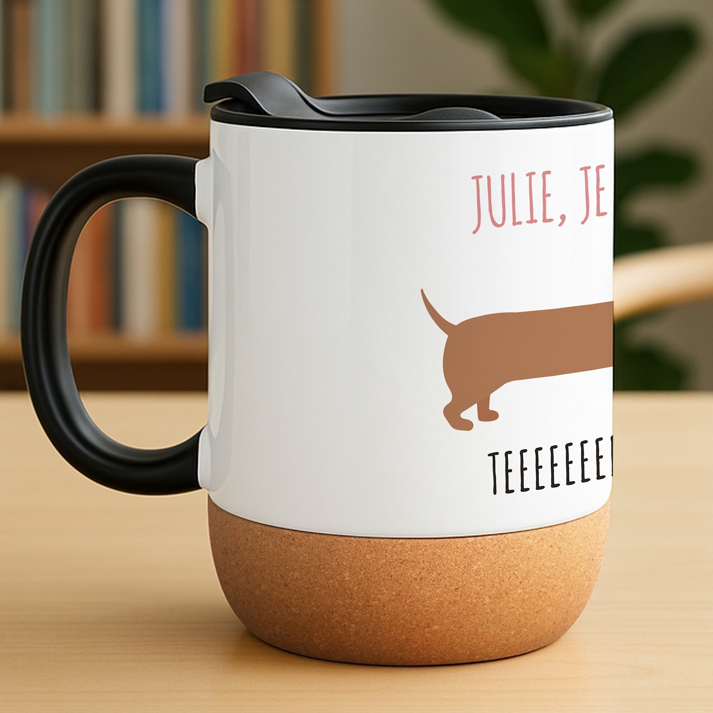 Mug blanc avec impression et couvercle pour homme passion chiens
