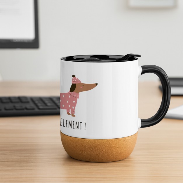 Mug blanc avec impression et couvercle pour homme passion chiens