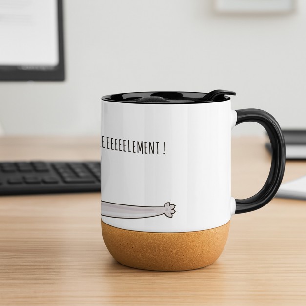 Mug blanc avec impression et couvercle pour femme passion chat