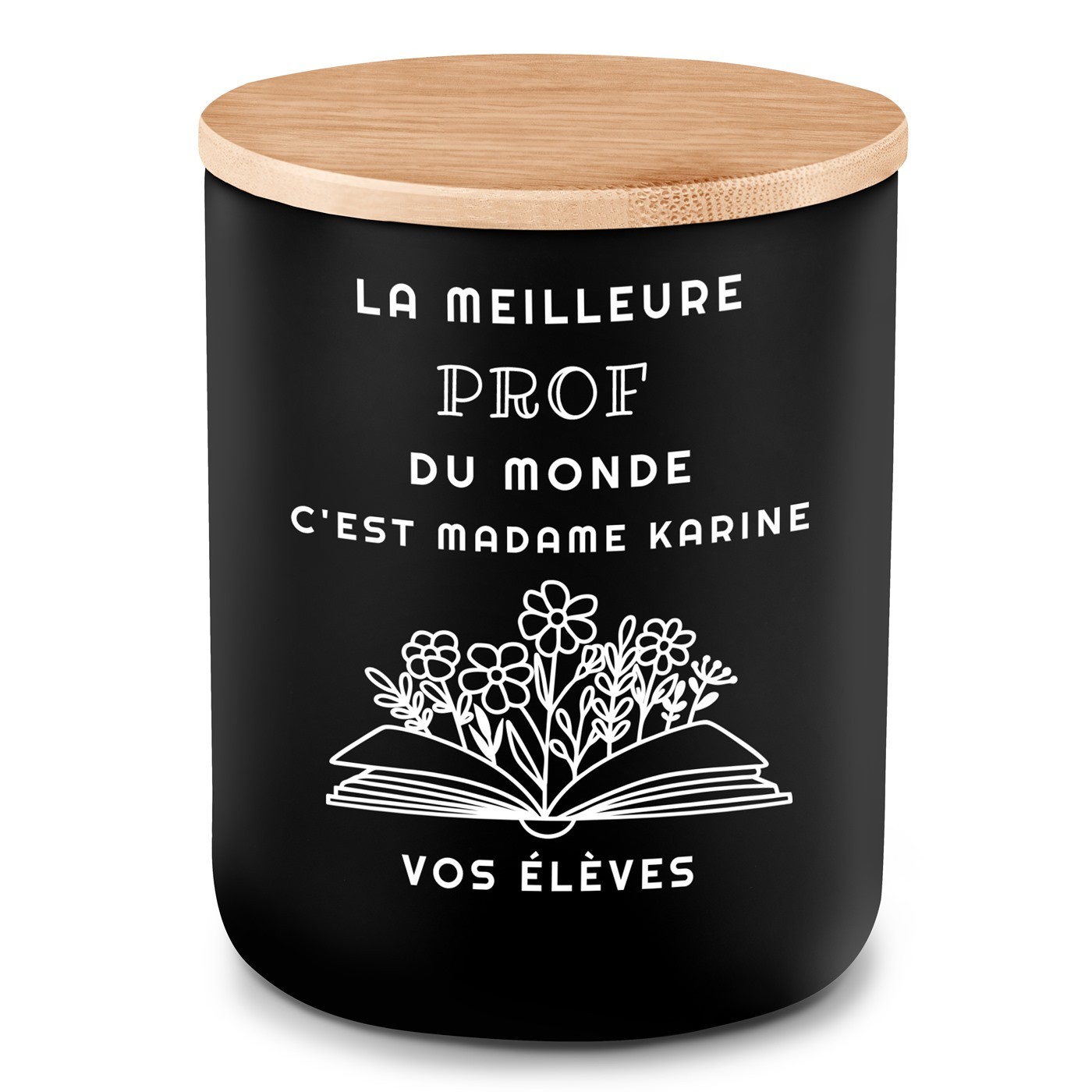 Bougie en cire de soja personnalisée pour la meilleure prof pour la fin de l'année