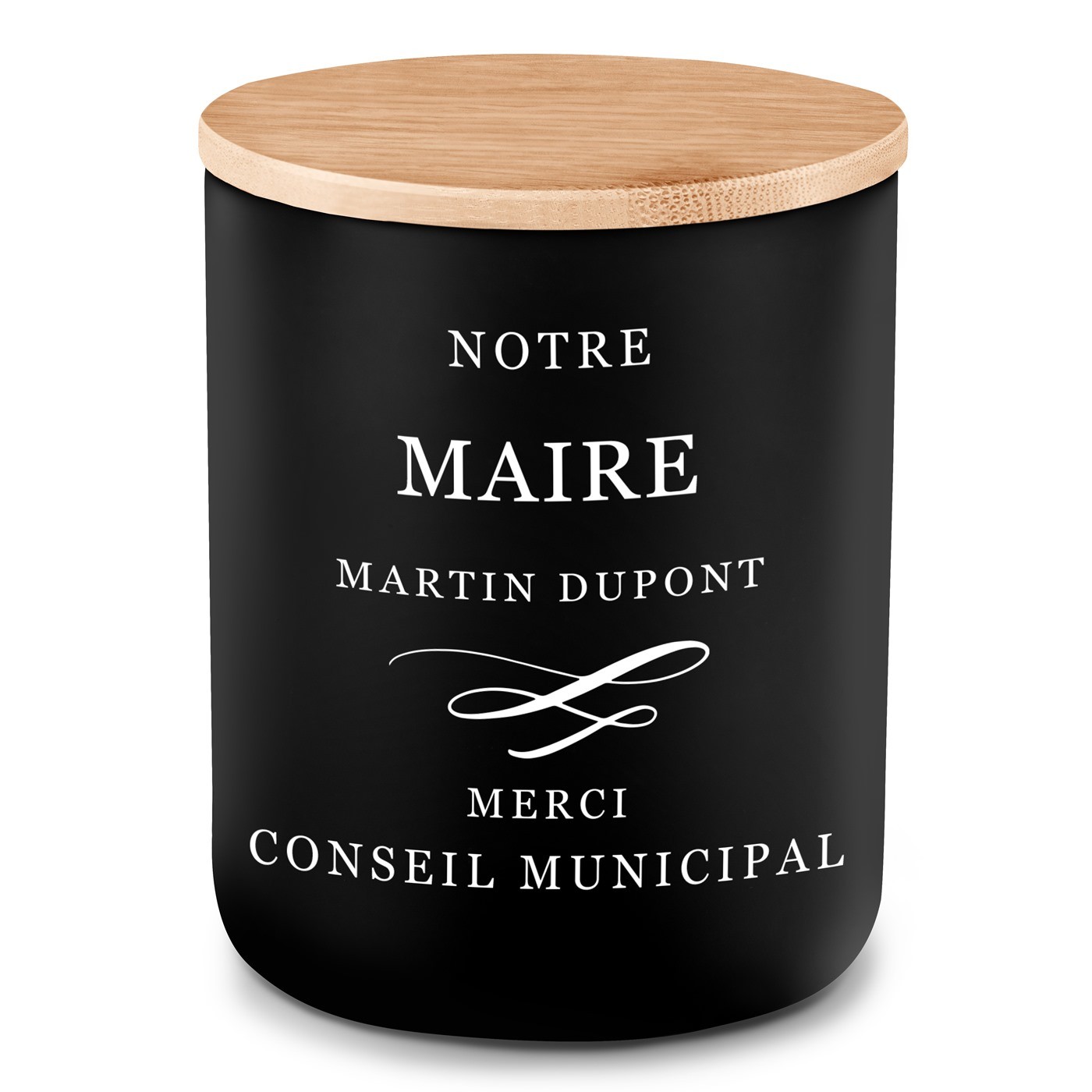 Bougie en cire de soja avec gravure pour l'anniversaire d'un maire