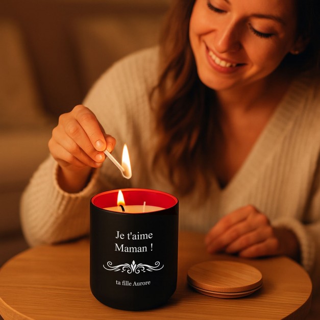 Bougie en cire de soja personnalisée pour une maman