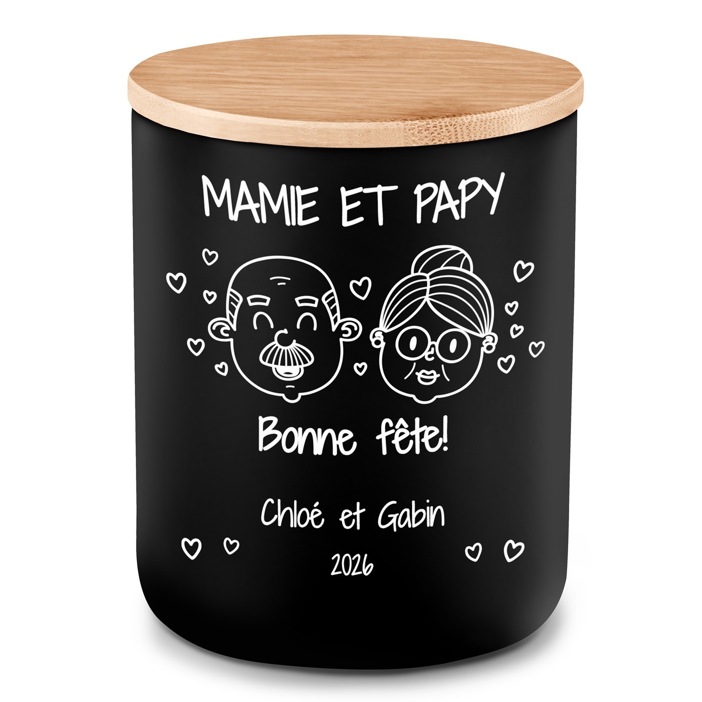 Bougie en cire de soja personnalisée pour mamie et papy