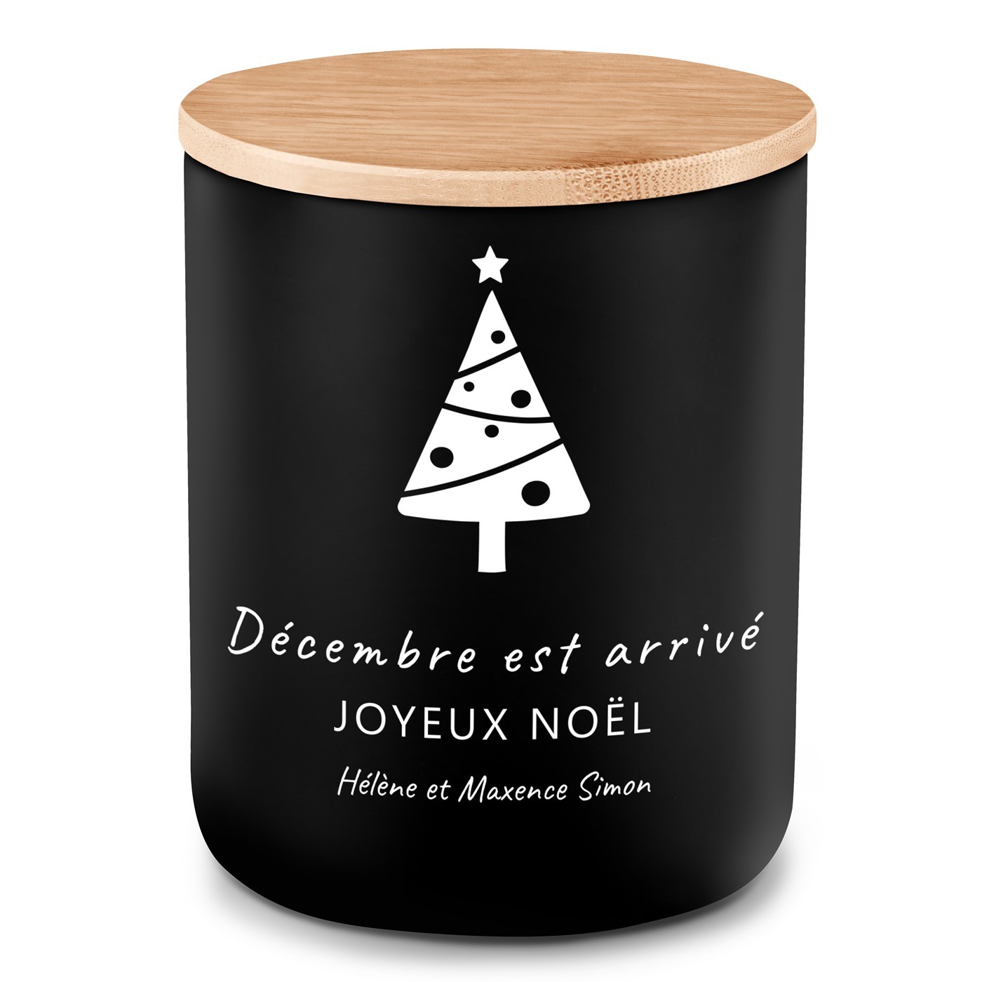 Bougie en cire de soja avec gravure pour parents pour Noël