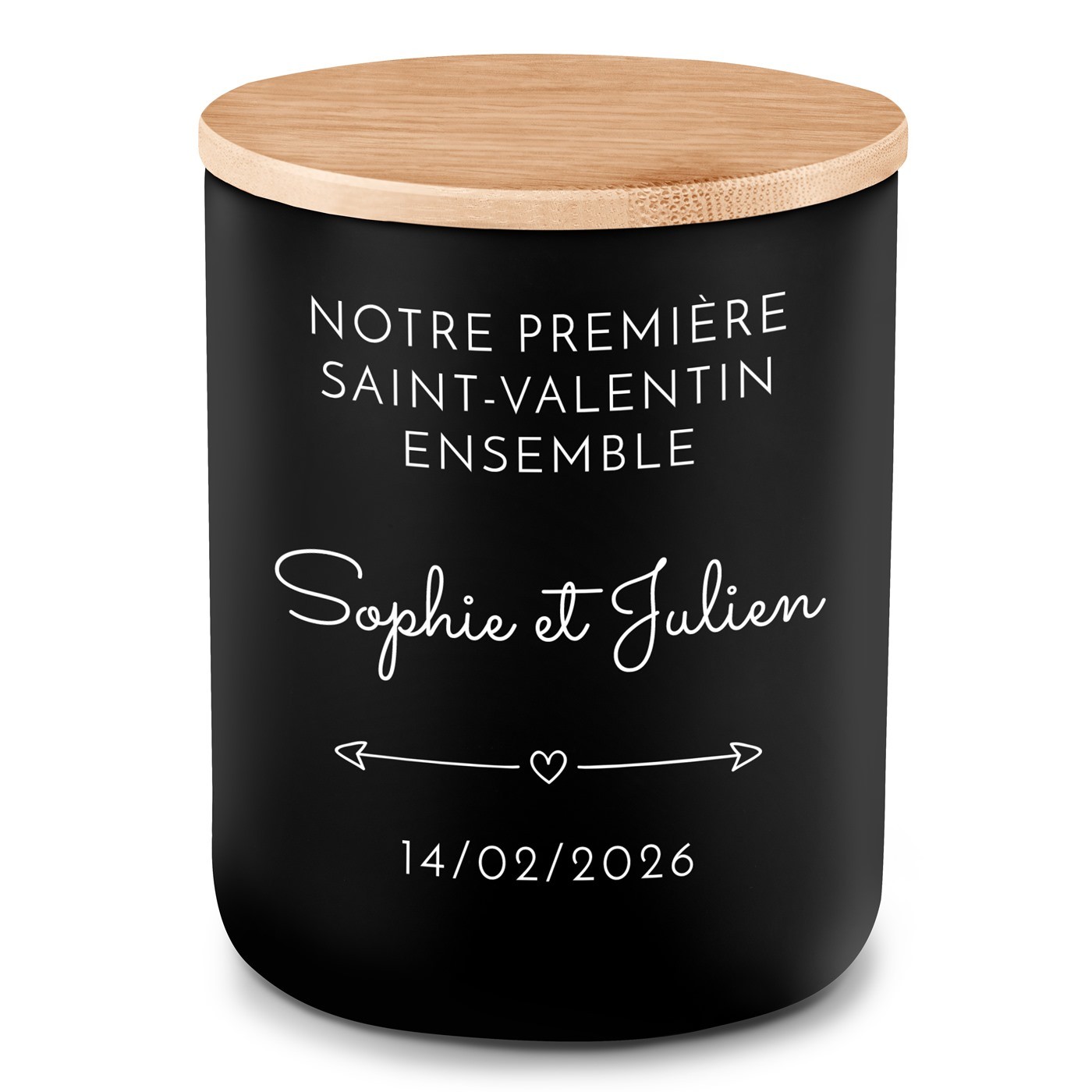Bougie en cire de soja avec gravure pour elle et pour lui pour la Saint-Valentin