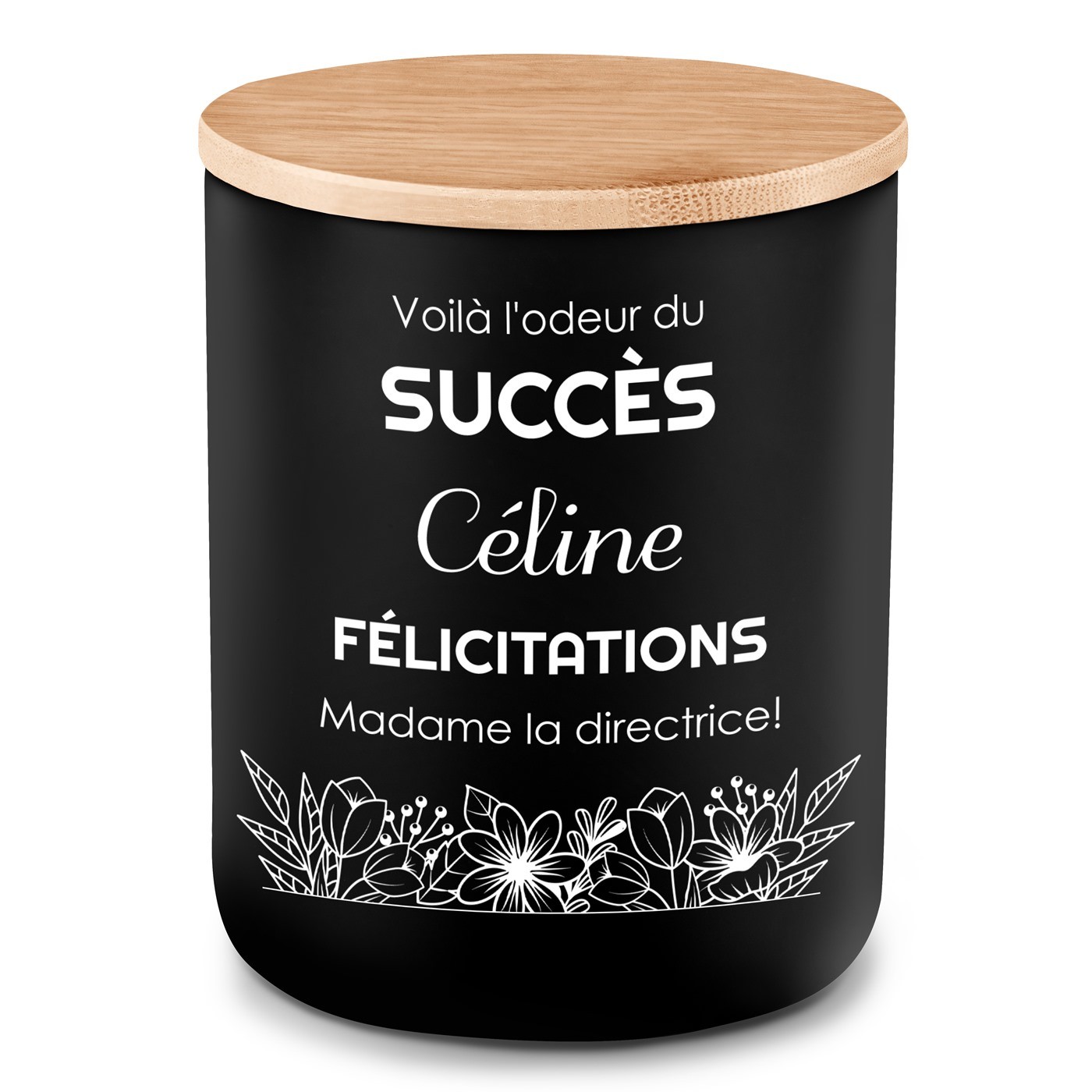 Bougie en cire de soja personnalisée pour une collègue pour une promotion de travail