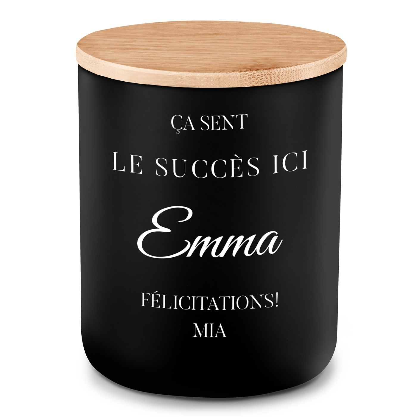 Bougie en cire de soja avec gravure pour une amie pour une promotion de travail