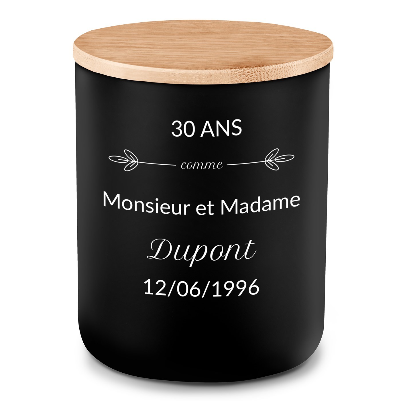 Bougie en cire de soja personnalisée pour un couple pour 30 ans de mariage