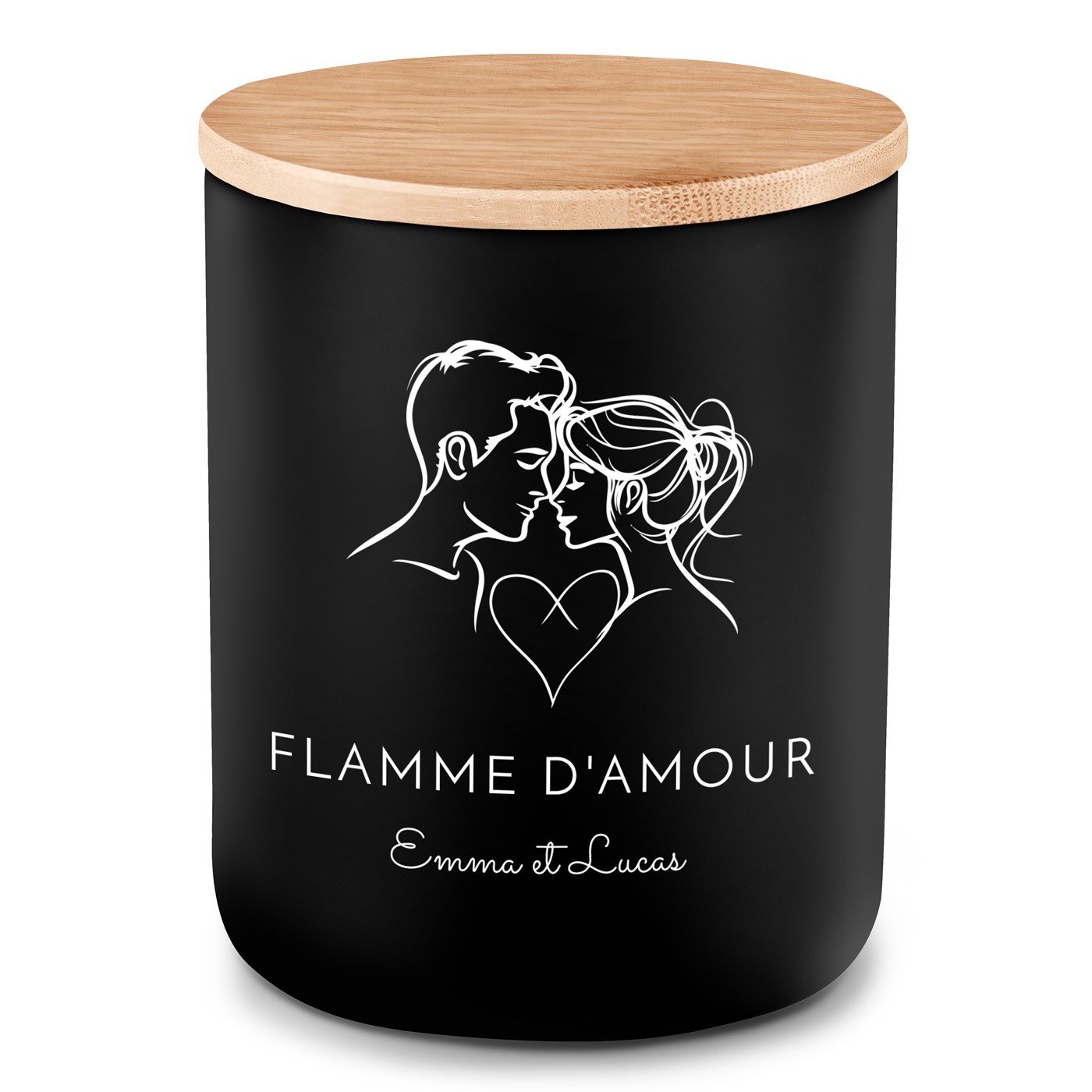 Bougie en cire de soja avec gravure pour un homme et une femme pour l'anniversaire de mariage