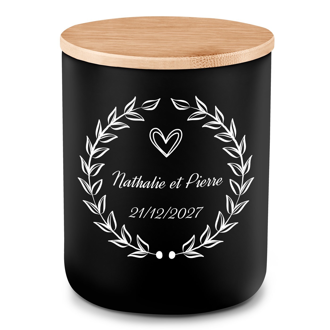 Bougie en cire de soja avec gravure pour un couple pour l'anniversaire de mariage