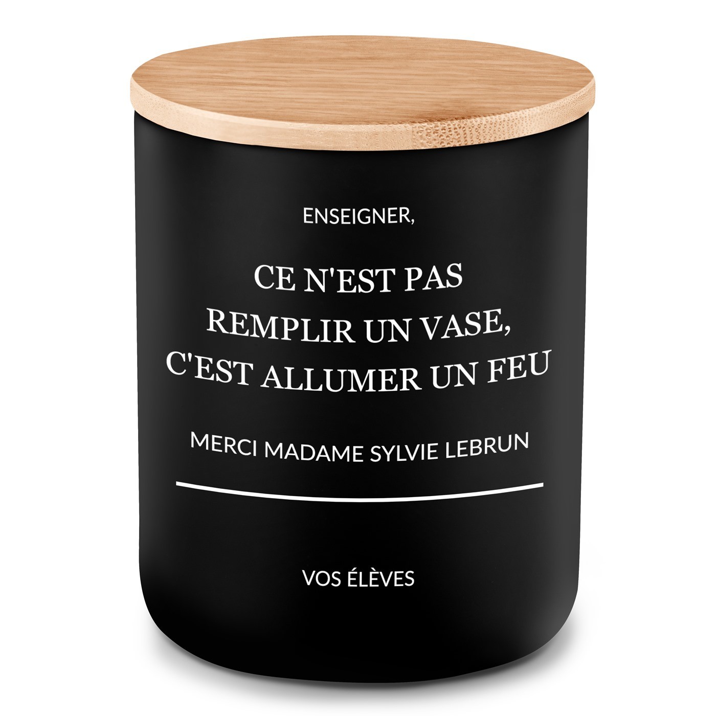 Bougie en cire de soja personnalisée pour une enseignante pour remerciement