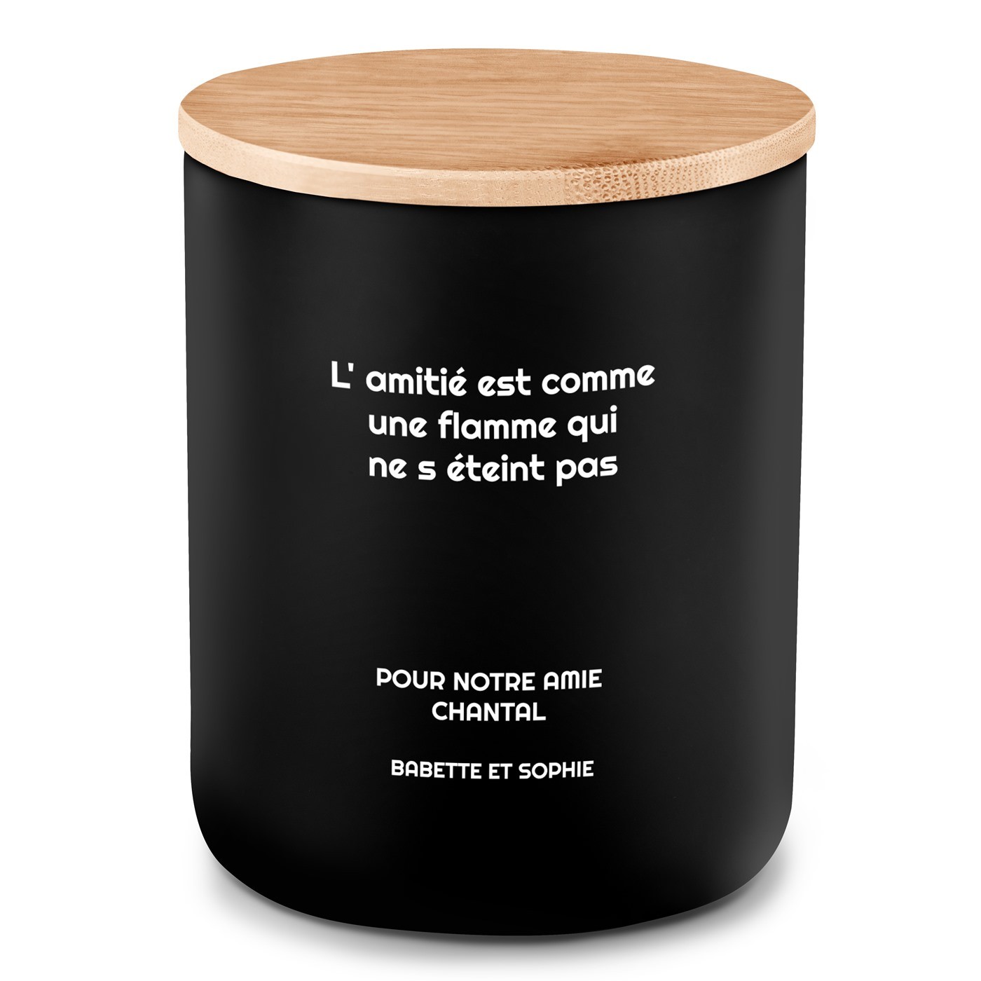 Bougie en cire de soja avec gravure pour l'anniversaire d'une amie