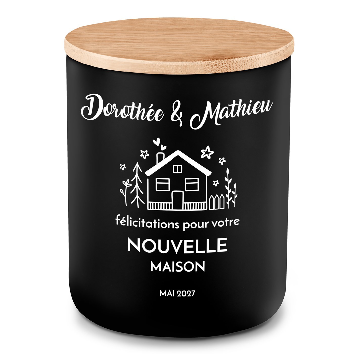 Bougie en cire de soja avec gravure pour un couple pour une crémaillère