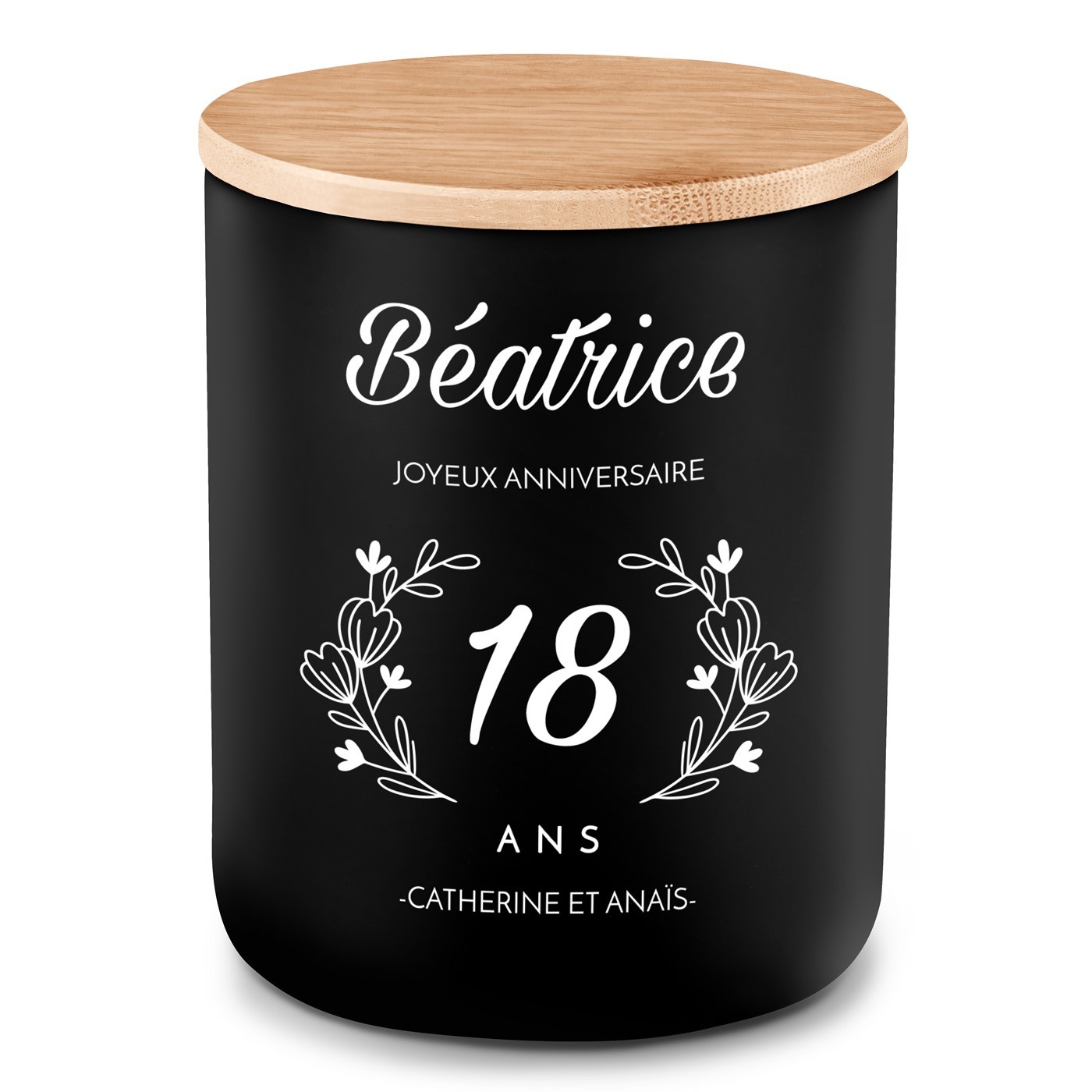 Bougie en cire de soja personnalisée pour une copine pour ses 18 ans