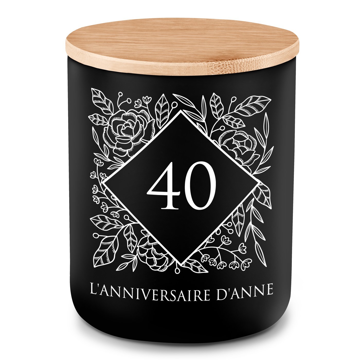 Bougie en cire de soja personnalisée pour une amie pour ses 40 ans
