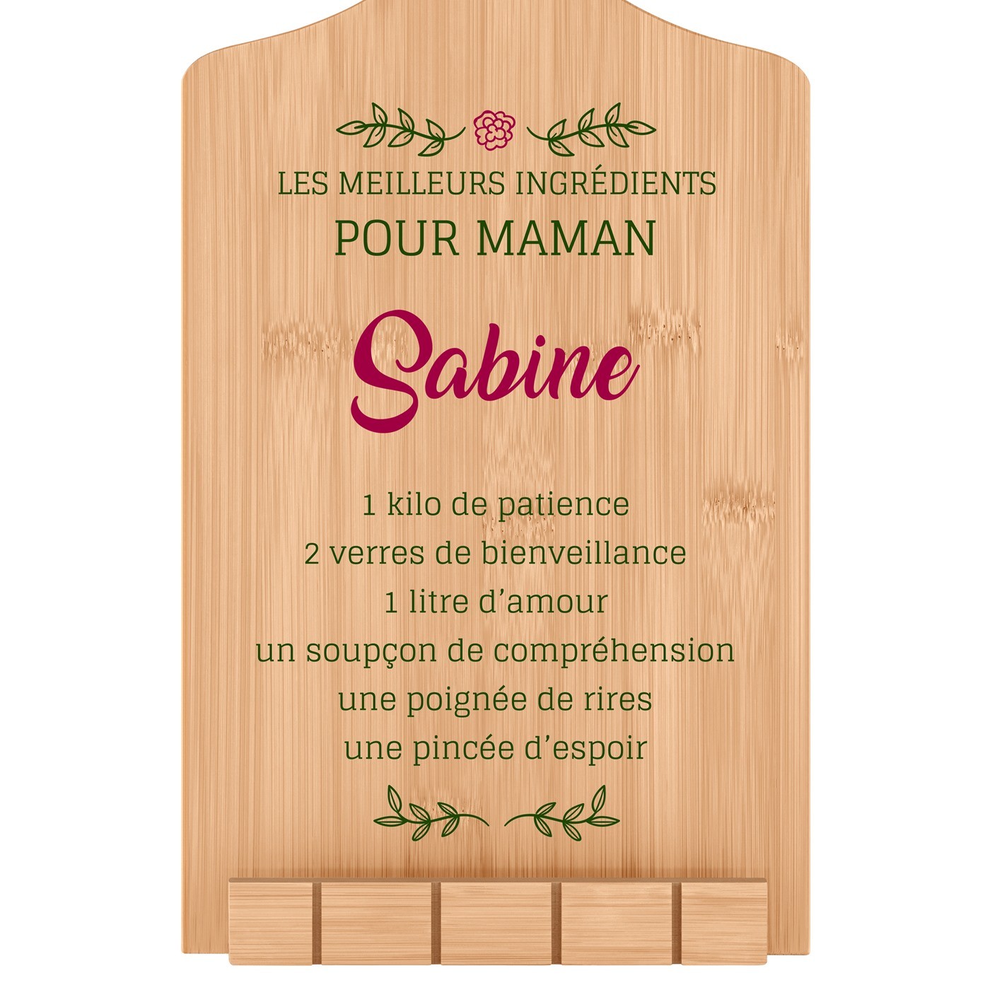 Support de livre personnalisé en forme de planche à découper pour maman pour Noël