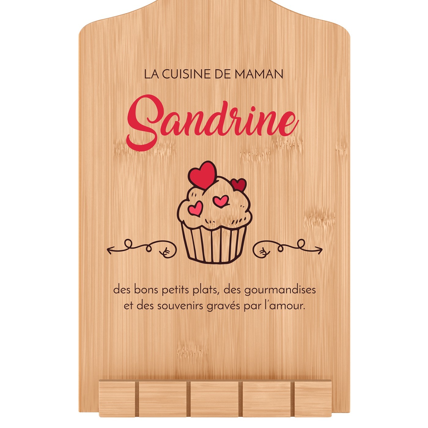 Support de livre en forme de planche à découper avec impression pour maman