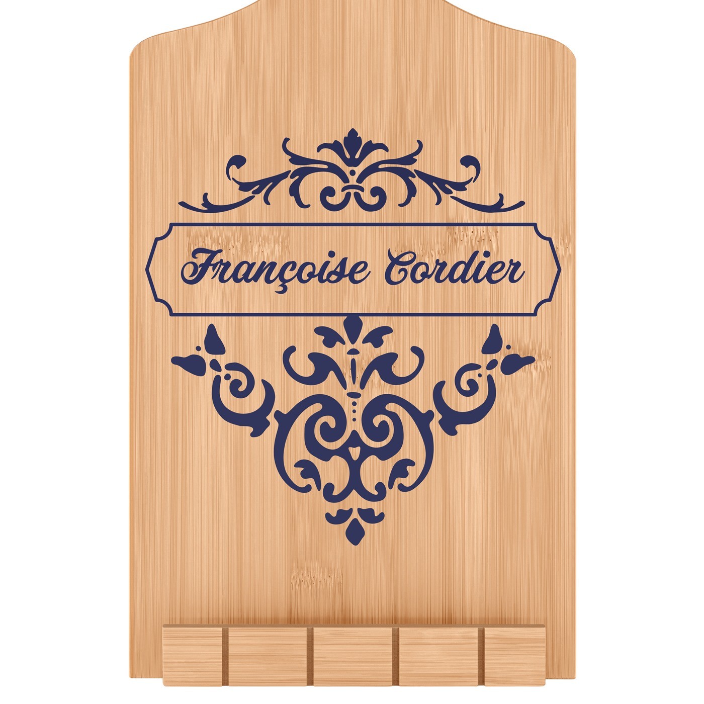 Support de livre en forme de planche à découper avec impression pour une collègue pour une crémaillère