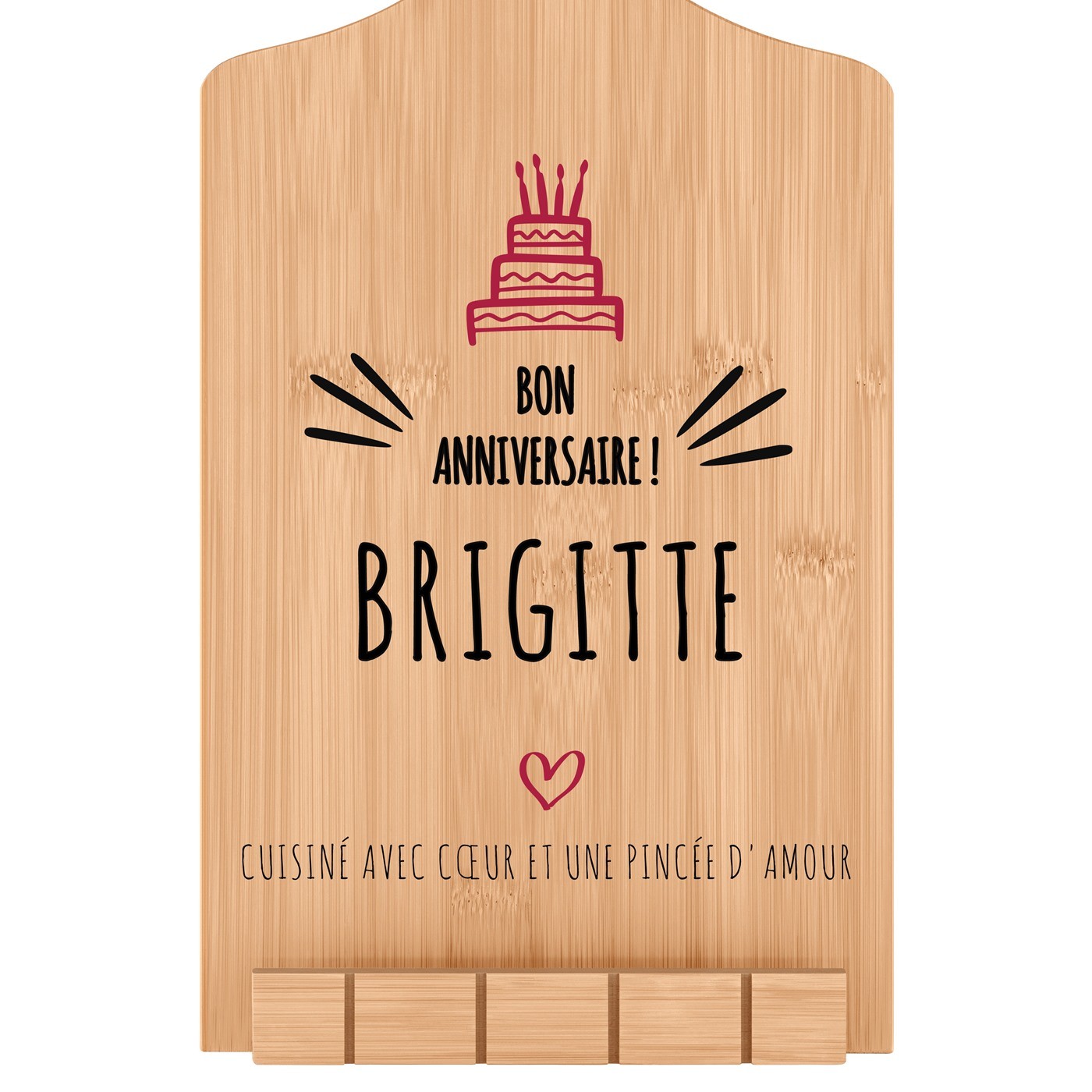 Support de livre personnalisé en forme de planche à découper pour l'anniversaire d'une collègue