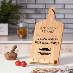 Support de livre en forme de planche à découper avec impression l'anniversaire d'un papy