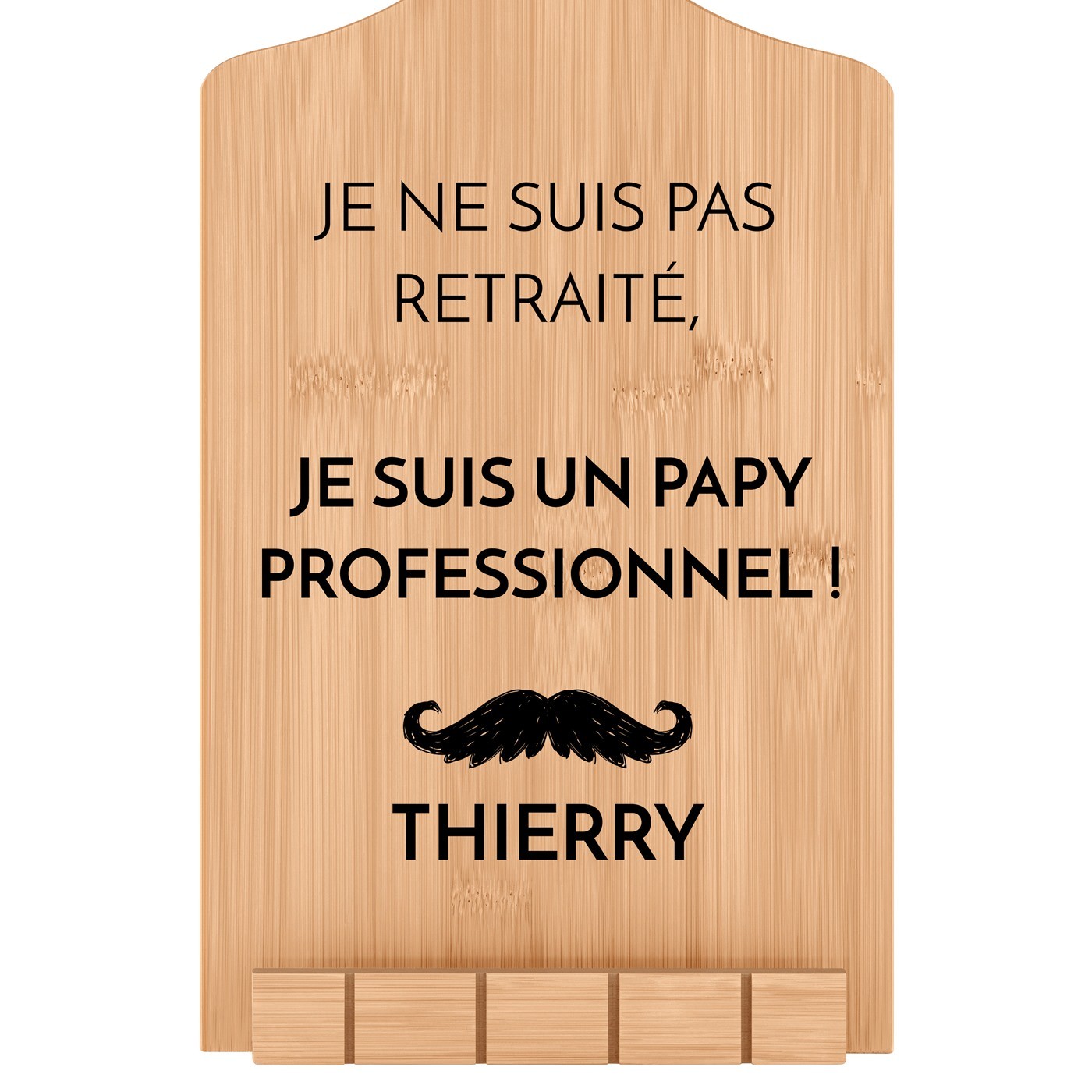 Support de livre en forme de planche à découper avec impression l'anniversaire d'un papy
