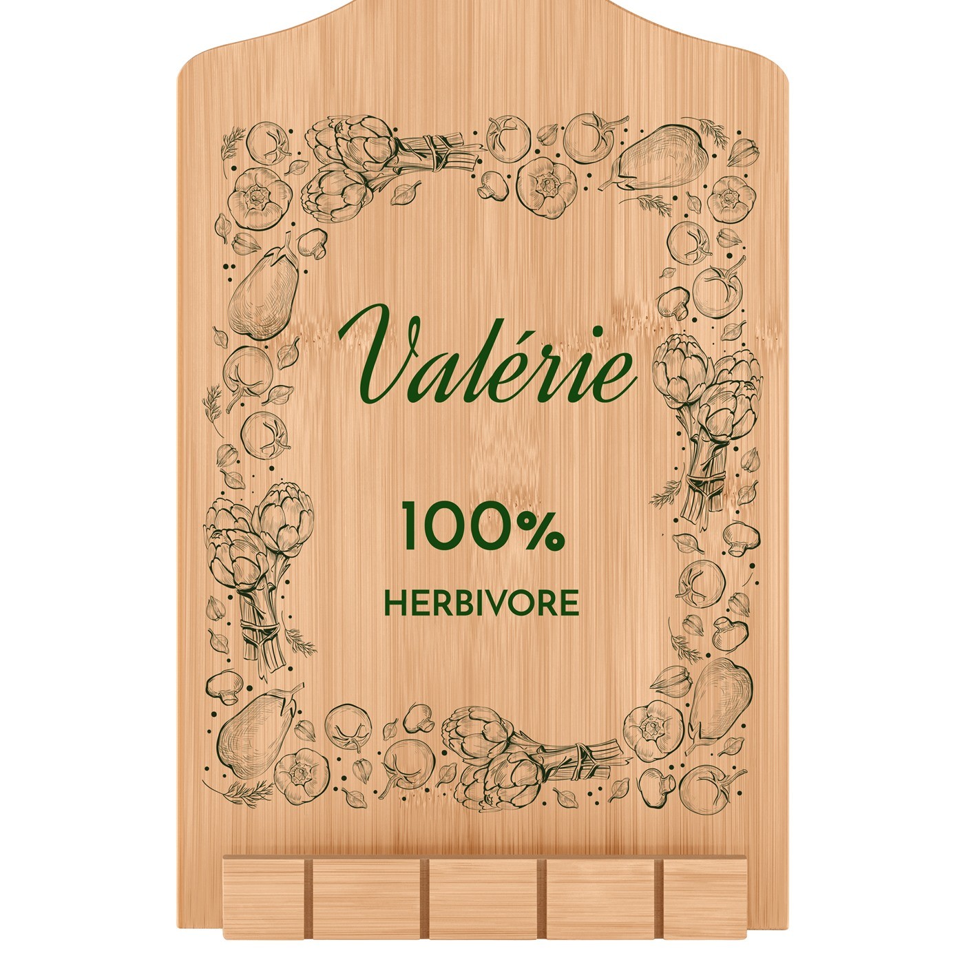 Support de livre personnalisé en forme de planche à découper pour l'anniversaire d'une collègue végé
