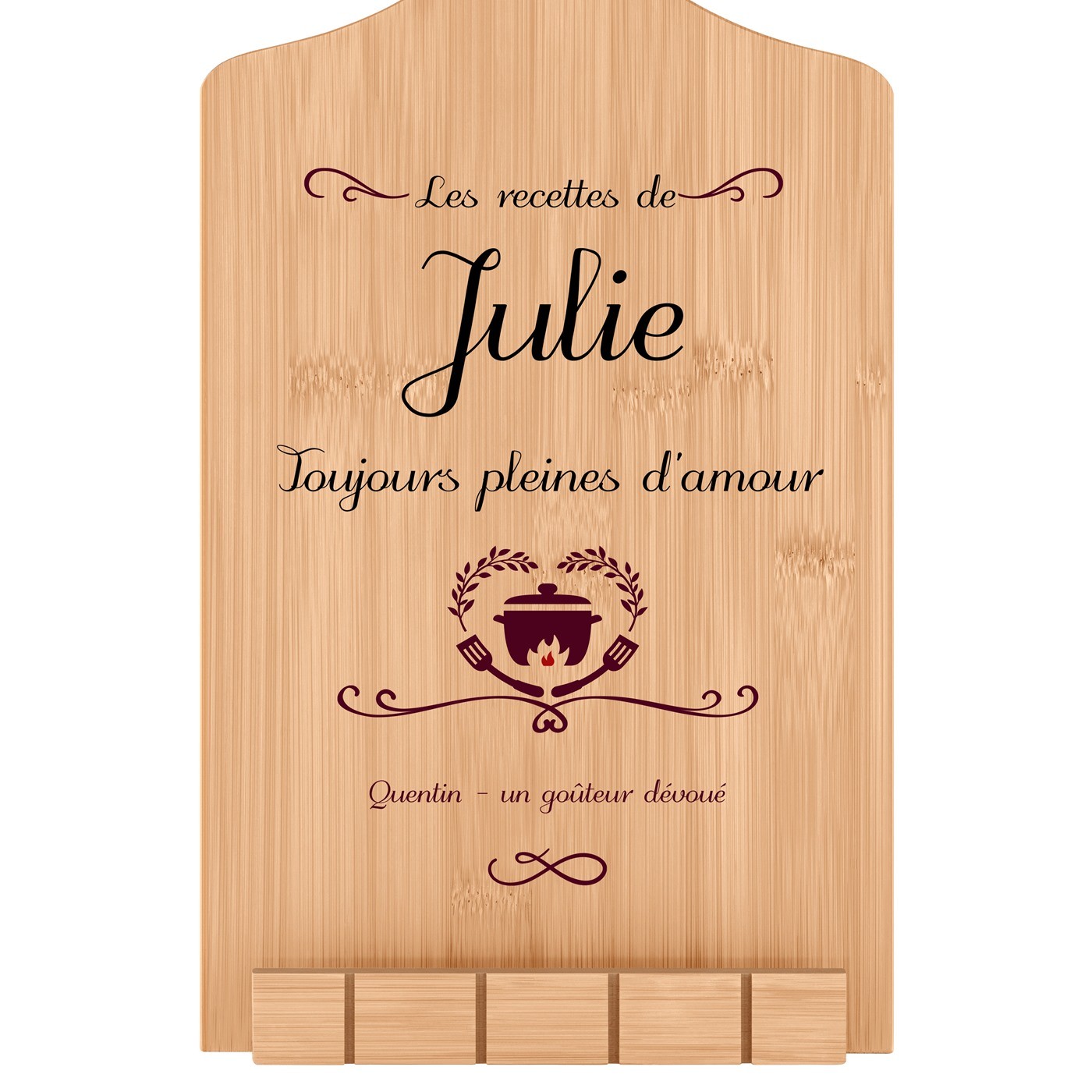 Support de livre personnalisé en forme de planche à découper pour une épouse pour la Saint-Valentin