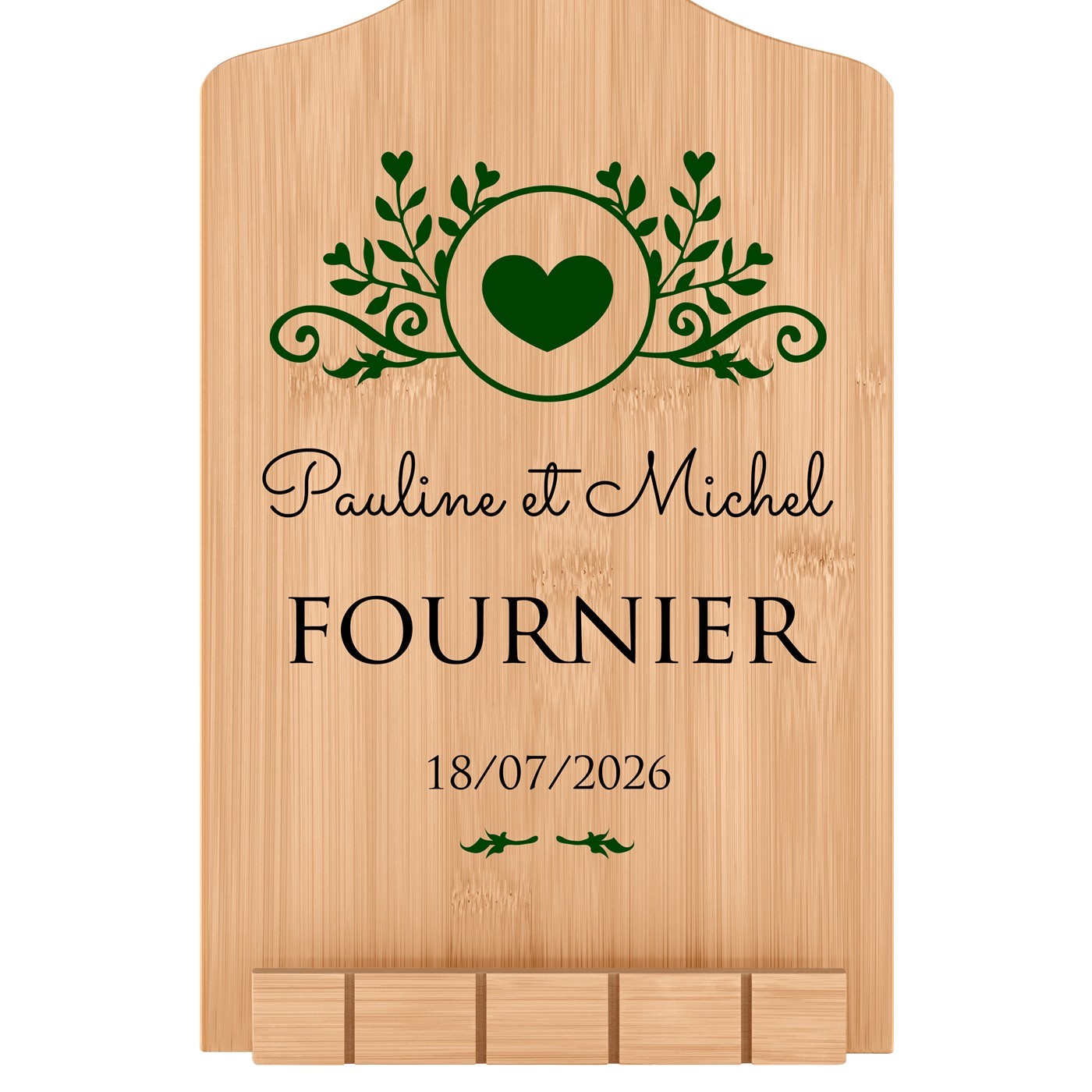 Support de livre en forme de planche à découper avec impression pour un couple pour mariage