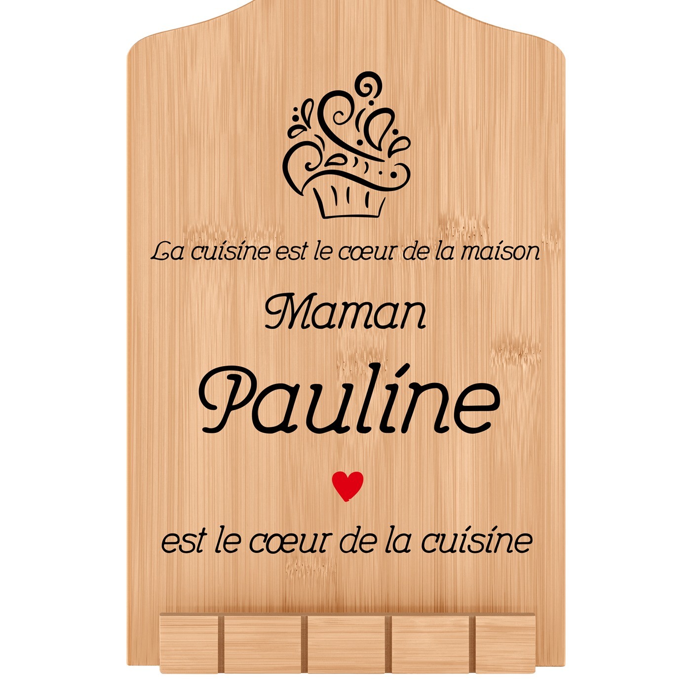 Support de livre personnalisé en forme de planche à découper pour l'anniversaire de maman