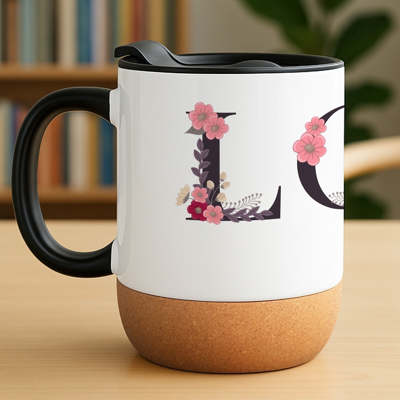Mug blanc avec impression et couvercle pour elle saint valentin