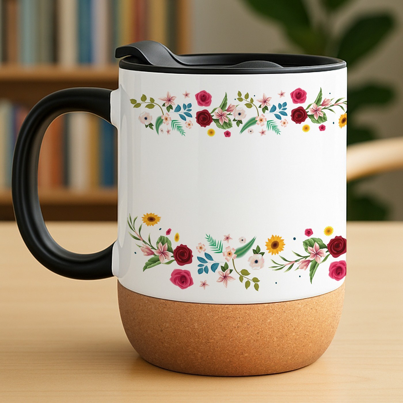 Mug blanc avec impression et couvercle pour elle remerciement