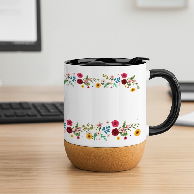 Mug blanc avec impression et couvercle pour elle remerciement
