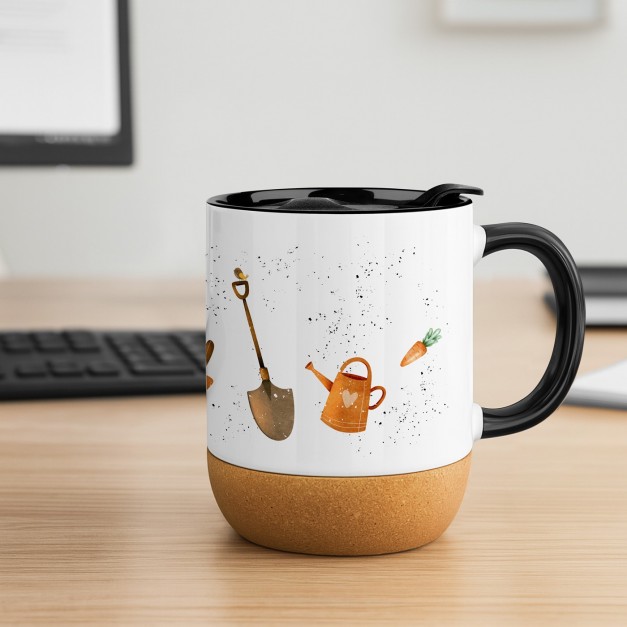 Mug blanc avec impression et couvercle pour un jardinier