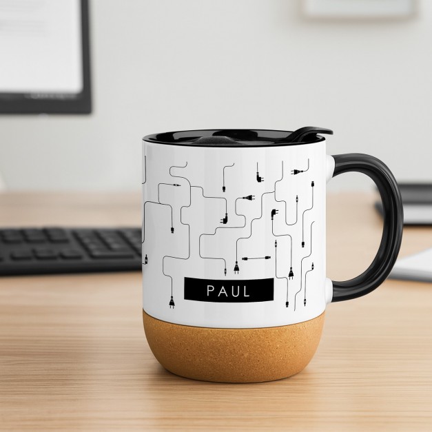Mug blanc avec impression et couvercle pour un copain informaticien