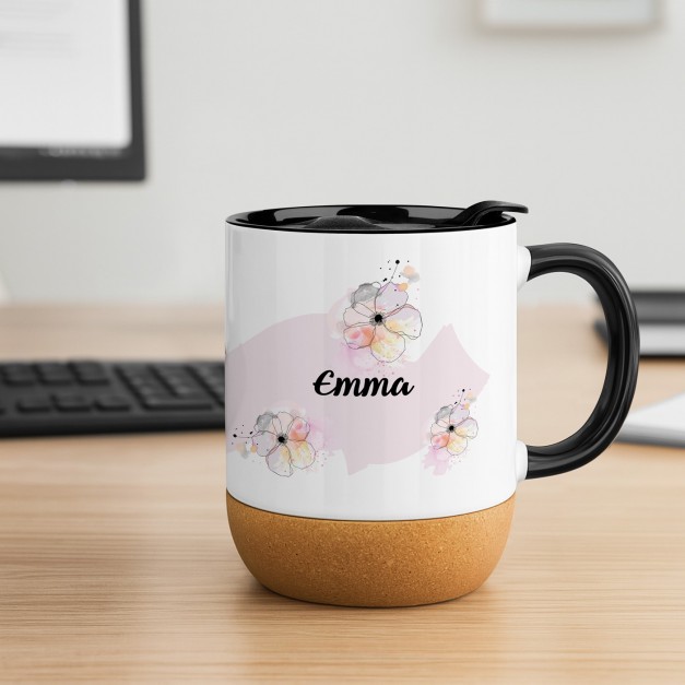 Mug blanc avec impression et couvercle pour l'anniversaire d'une femme