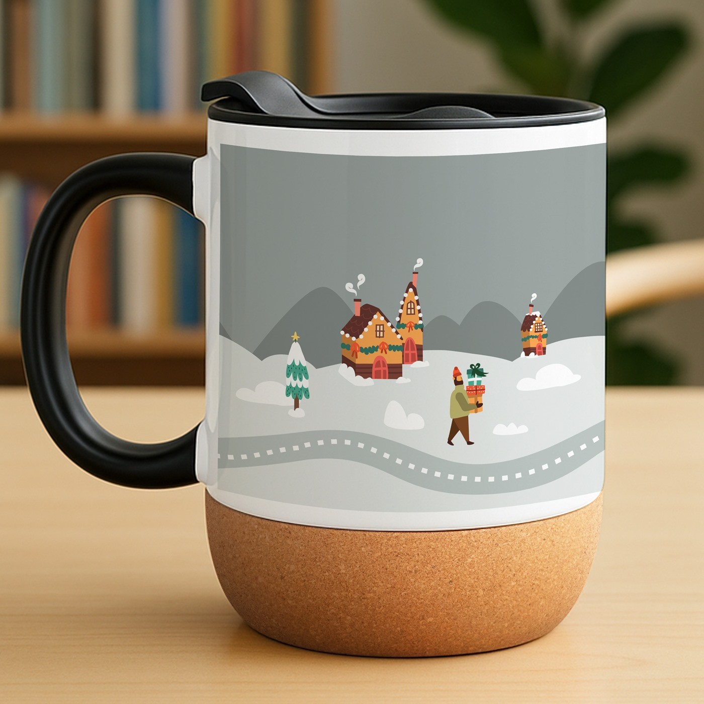 Mug blanc avec impression et couvercle pour elle pour Saint-Nicolas Noël