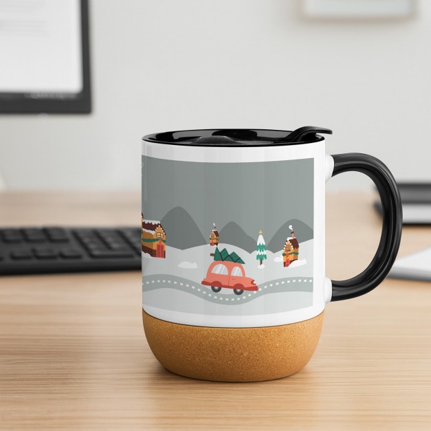 Mug blanc avec impression et couvercle pour elle pour Saint-Nicolas Noël