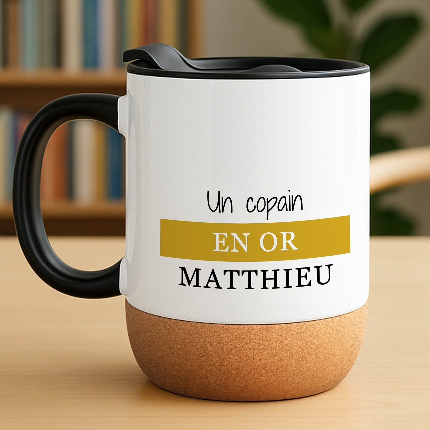 Mug blanc avec impression et couvercle pour lui copain petit-ami