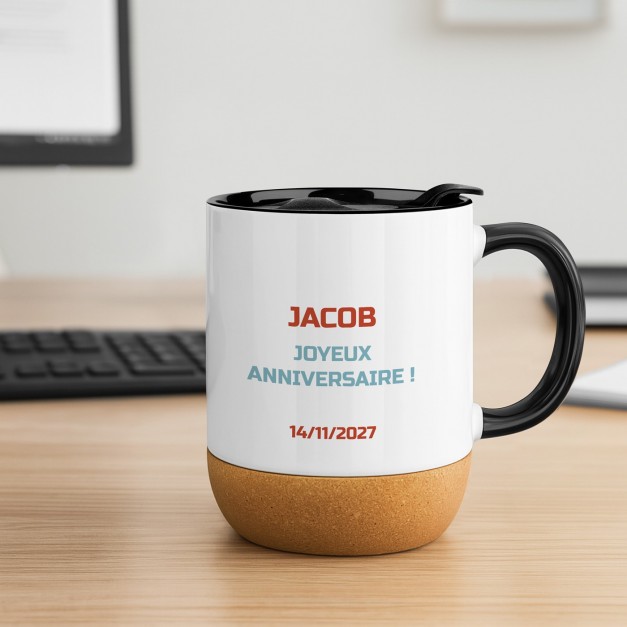 Mug blanc avec impression et couvercle pour un joueur pour ses 30 ans