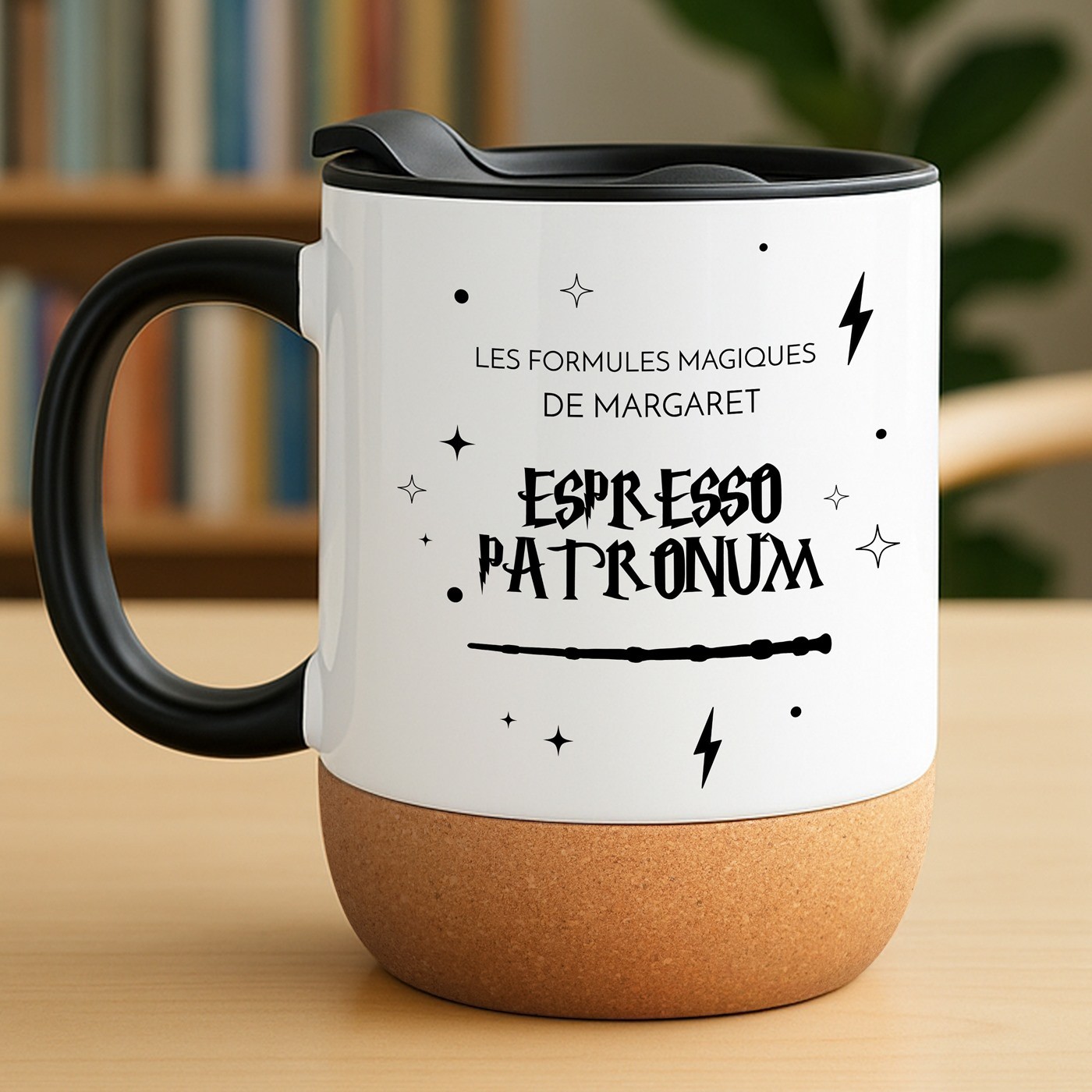 Mug blanc avec impression et couvercle pour elle lui fan de Harry Potter