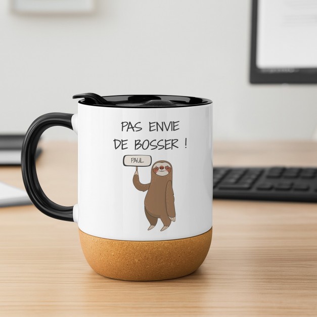 Mug blanc avec impression et couvercle pour un collègue de travail