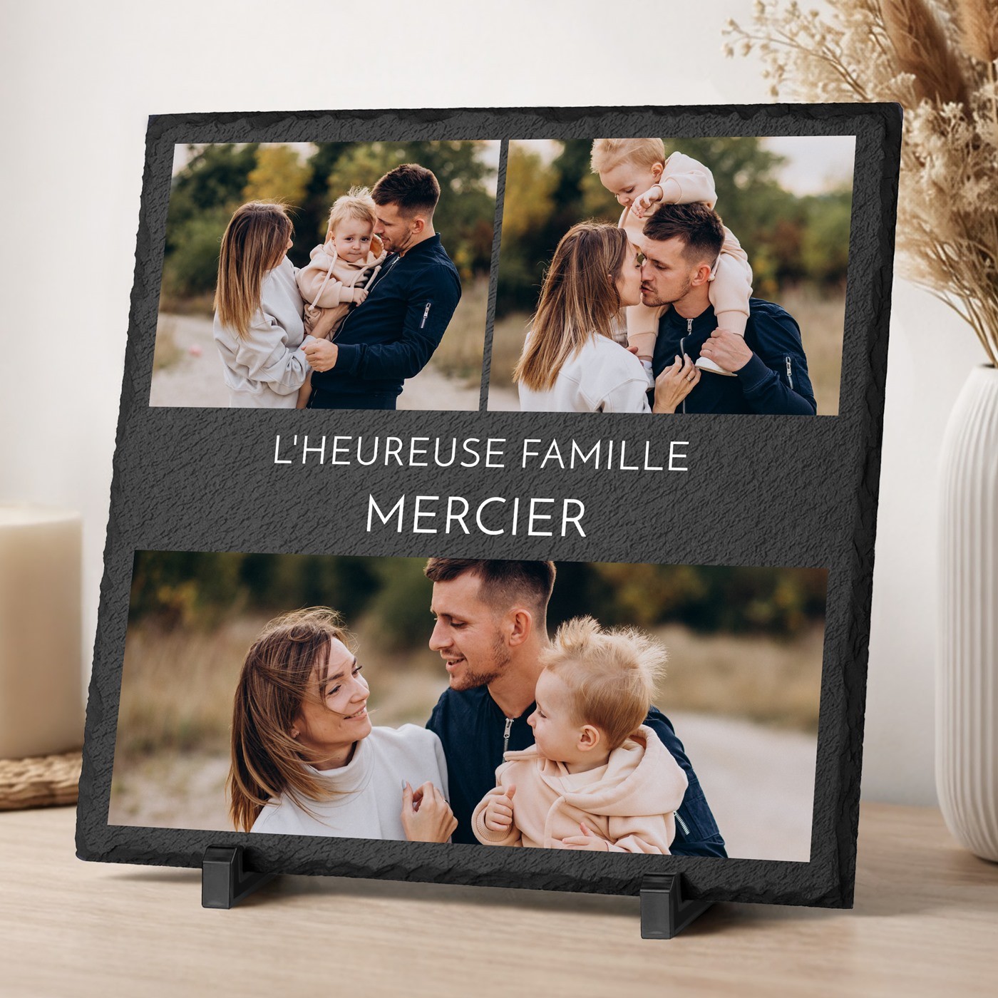 Pierre en ardoise avec impression avec photo pour un couple pour une crémaillère